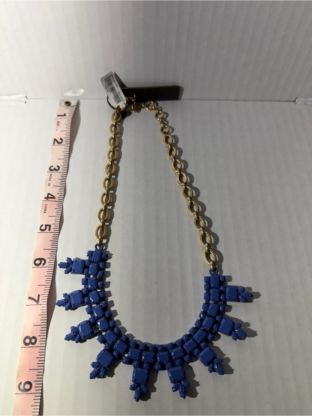 J.Crew Blue Statement Bib Necklace with Gold Chain NWT